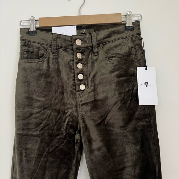 NWT 7 For All Mankind Green Fatigue High Waist Velvet Ankle Skinny Pants Size 26 - Picture 7 of 15